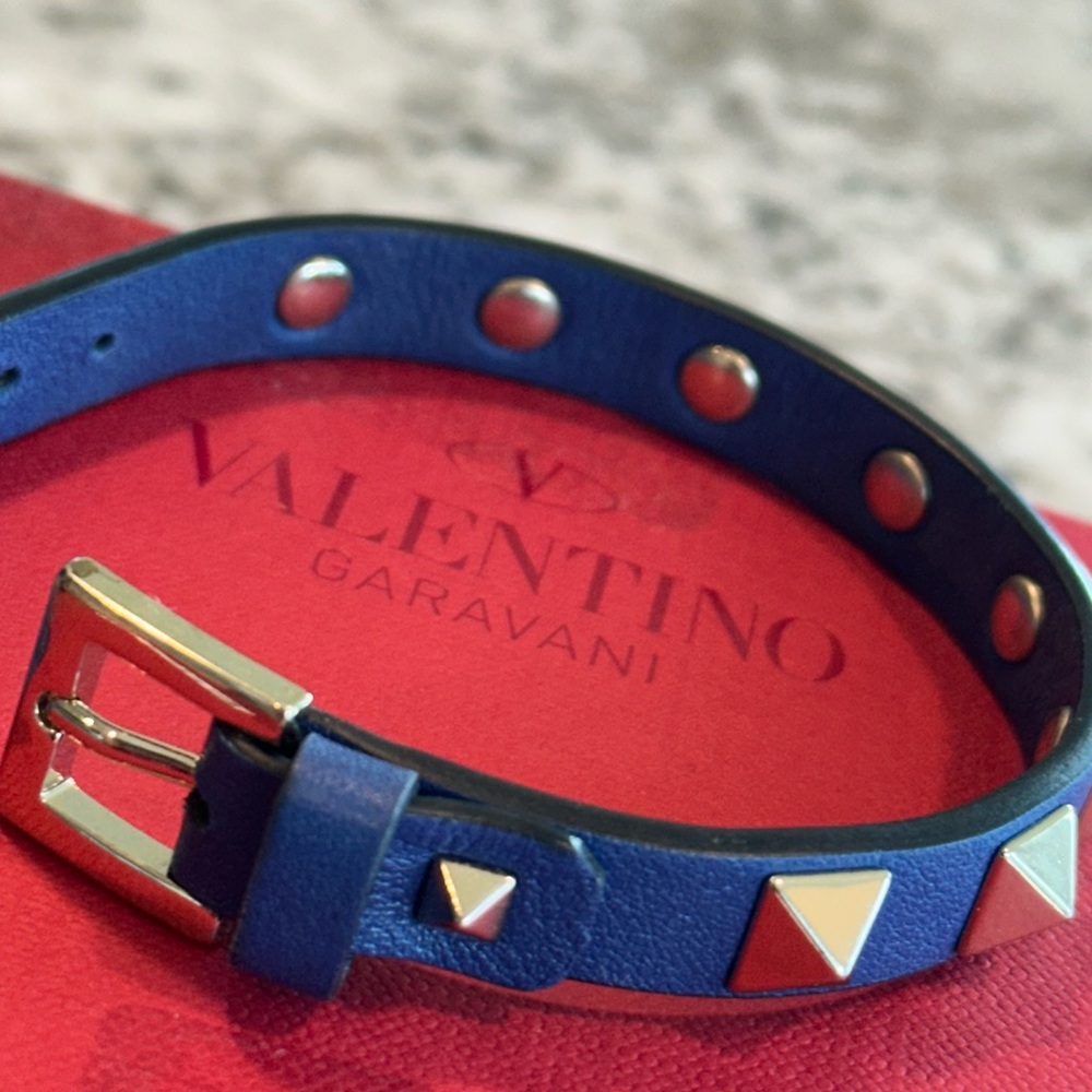Valentino Garavani Blue Bracelet with Silver Studs
